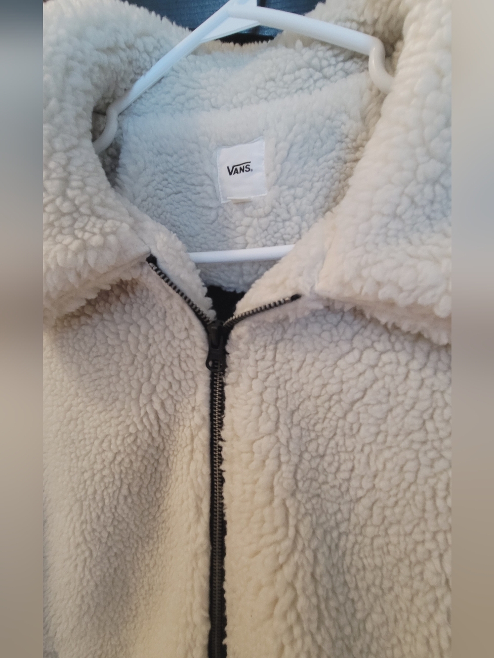 Vans Cream Sherpa Zip Teddy Jacket - Picture 6 of 7